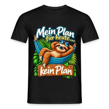 Mein Plan für heute – Faultier - Männer T-Shirt - Schwarz - Vorne - AI Model Male 178 light (178cm)