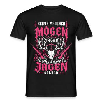 Coole Mädchen Jagen Selber Jägerin - Männer T-Shirt - Schwarz - Vorne - AI Model Male 178 light (178cm)