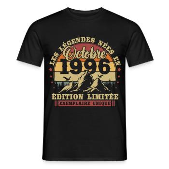 Oktober 1996 Jahrgang Vintage Geburtstag Retro - Männer T-Shirt - Schwarz - Vorne - AI Model Male 178 light (178cm)