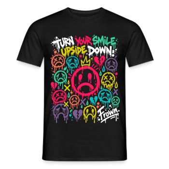 Frown – Traurige Gesichter im Graffiti-Stil BUNT - Männer T-Shirt - Schwarz - Vorne - AI Model Male 178 light (178cm)