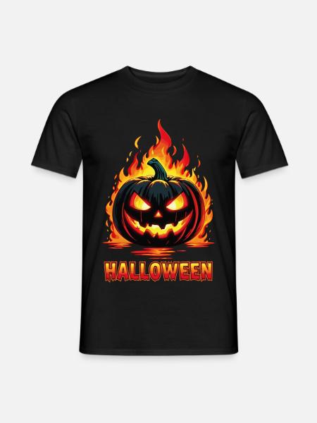 Inferno Kürbis Kürbis-Laterne - Männer T-Shirt - Schwarz
