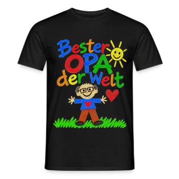 Bester Opa der Welt- gemaltes Bild vom Enkelkind - Männer T-Shirt - Schwarz - Vorne - AI Model Male 178 light (178cm)