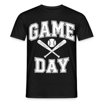 Game Day Baseball – Schläger & Ball - Männer T-Shirt - Schwarz - Vorne - AI Model Male 178 light (178cm)