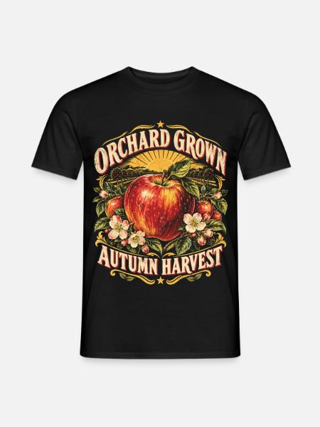 Obstgarten-Apfel-Herbsternte Jahrgangsfarm - Männer T-Shirt - Schwarz