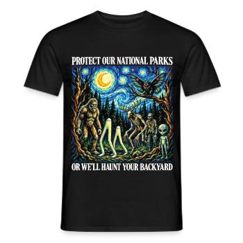 Kryptid Van Gogh schützt unsere Nationalparks - Männer T-Shirt - Schwarz - Vorne - AI Model Male 178 light (178cm)