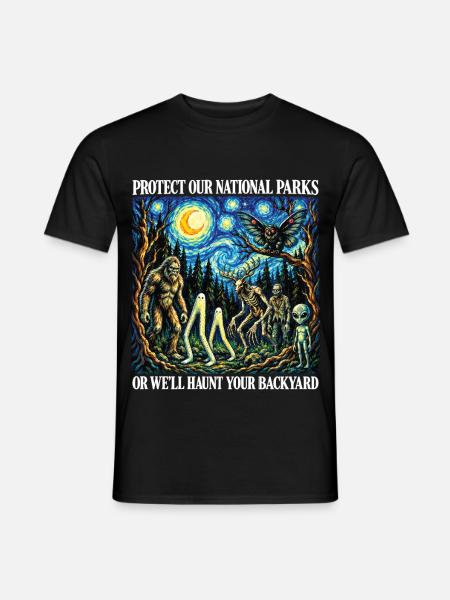 Kryptid Van Gogh schützt unsere Nationalparks - Männer T-Shirt - Schwarz