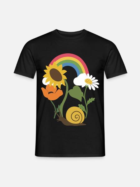 Sonnenblume · Schnecke · Blumen · Mohn - Männer T-Shirt - Schwarz