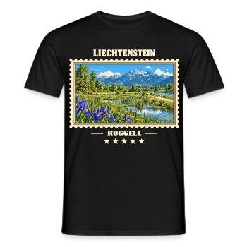 Liechtenstein Ruggell Vintage Reisemarke - Männer T-Shirt - Schwarz - Vorne - AI Model Male 178 light (178cm)