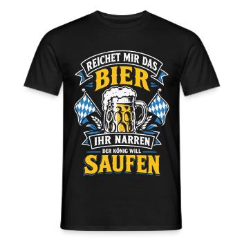 Reichet mir das Bier der König will saufen - Männer T-Shirt - Schwarz - Vorne - AI Model Male 178 light (178cm)