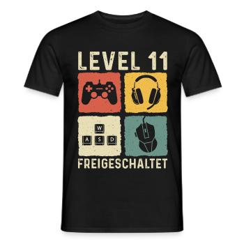 Level 11 freigeschaltet 11. Geburtstag 11 Jahre - Männer T-Shirt - Schwarz - Vorne - AI Model Male 178 light (178cm)