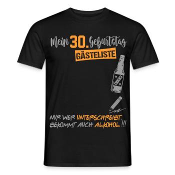 Gästeliste Gästebuch 30 Jahre Alter Birthday - Männer T-Shirt - Schwarz - Vorne - AI Model Male 178 light (178cm)