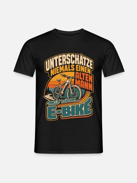 E-Bike Spruch alter Mann Geschenk - Männer T-Shirt - Schwarz