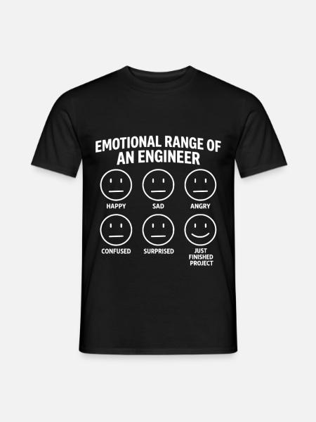 Emotional Range of an Engineer Funny - Männer T-Shirt - Schwarz
