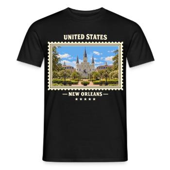 Vereinigte Staaten New Orleans Vintage Reisemarke - Männer T-Shirt - Schwarz - Vorne - AI Model Male 178 light (178cm)