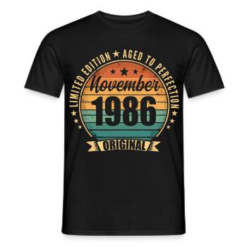 November 1986 Retro November 1986 Vintage - Männer T-Shirt - Schwarz - Vorne - AI Model Male 178 light (178cm)