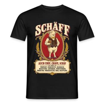 Schäff – Chef Schaf Wortspiel Definition - Männer T-Shirt - Schwarz - Vorne - AI Model Male 178 light (178cm)