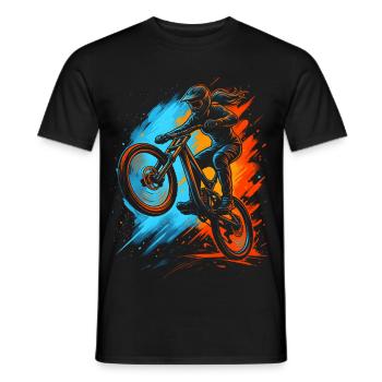 Downhill Bike Mountainbike Mädchen Damen MTB - Männer T-Shirt - Schwarz - Vorne - AI Model Male 178 light (178cm)