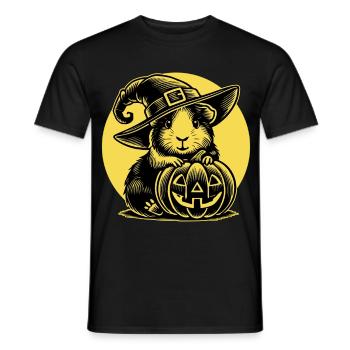Meerschweinchen Halloween Hexenhut Kürbis Vollmond - Männer T-Shirt - Schwarz - Vorne - AI Model Male 178 light (178cm)
