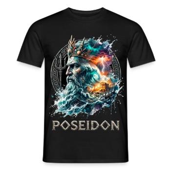 Poseidon Gott Meer Wellen - Männer T-Shirt - Schwarz - Vorne - AI Model Male 178 light (178cm)