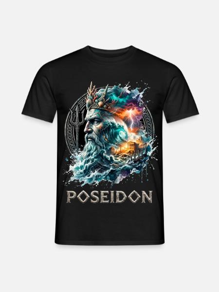 Poseidon Gott Meer Wellen - Männer T-Shirt - Schwarz