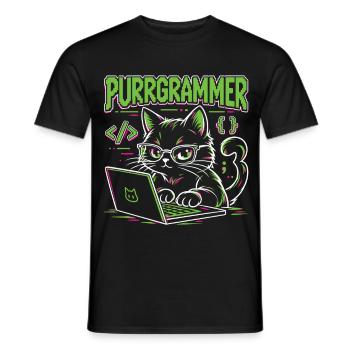 Purrgrammer – Programmierer Katze Coding Humor - Männer T-Shirt - Schwarz - Vorne - AI Model Male 178 light (178cm)