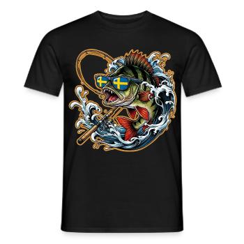 Schweden Angeln - Männer T-Shirt - Schwarz - Vorne - AI Model Male 178 light (178cm)