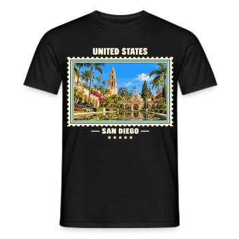 Vereinigte Staaten San Diego Vintage Reisemarke - Männer T-Shirt - Schwarz - Vorne - AI Model Male 178 light (178cm)