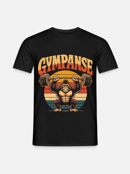 Gympanse Gewichtheber Gym Lustig - Männer T-Shirt - Schwarz