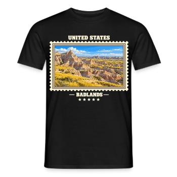 Vereinigte Staaten Badlands Vintage Reisemarke - Männer T-Shirt - Schwarz - Vorne - AI Model Male 178 light (178cm)