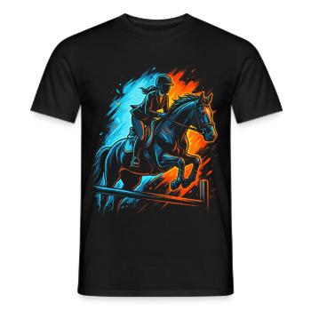 Pferde Mädchen Reiterin Reiten Reitsport Pferd - Männer T-Shirt - Schwarz - Vorne - AI Model Male 178 light (178cm)