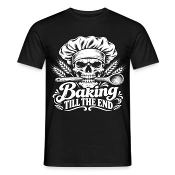 Baking Till The End Skull Bäcker - Männer T-Shirt - Schwarz - Vorne - AI Model Male 178 light (178cm)