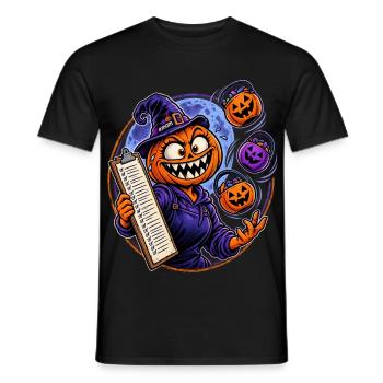 Kürbiszauberer mit Clipboard - Männer T-Shirt - Schwarz - Vorne - AI Model Male 178 light (178cm)