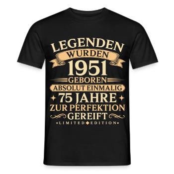 Legenden 1951 Baujahr 75. Geburtstag Geschenk - Männer T-Shirt - Schwarz - Vorne - AI Model Male 178 light (178cm)