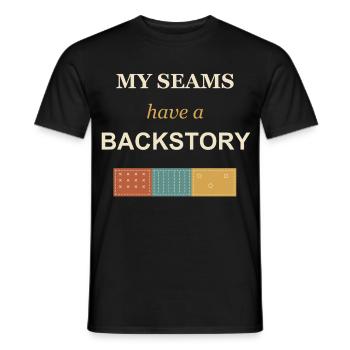 Meine Nähte haben eine Hintergrundgeschichte - Männer T-Shirt - Schwarz - Vorne - AI Model Male 178 light (178cm)