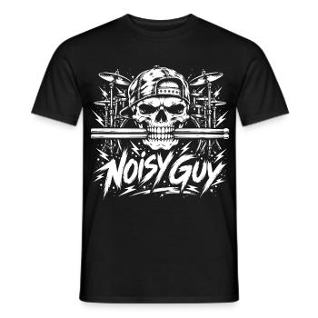 Noisy Guy Drummer Skull - Männer T-Shirt - Schwarz - Vorne - AI Model Male 178 light (178cm)
