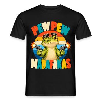 Pew Pew Frosch Retro Humor - Männer T-Shirt - Schwarz - Vorne - AI Model Male 178 light (178cm)