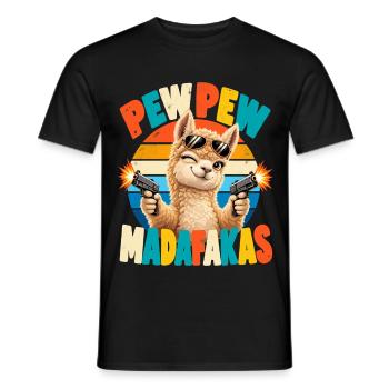 Pew Pew Alpaka Retro Humor - Männer T-Shirt - Schwarz - Vorne - AI Model Male 178 light (178cm)