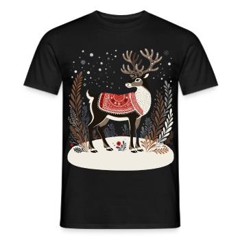 Rentier-Shirt, Boho-Weihnachts-Shirt - Männer T-Shirt - Schwarz - Vorne - AI Model Male 178 light (178cm)