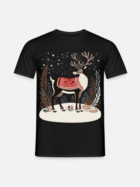 Rentier-Shirt, Boho-Weihnachts-Shirt - Männer T-Shirt - Schwarz