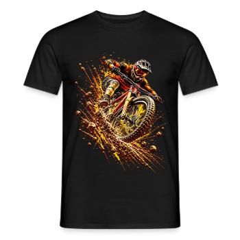 Mountainbike Downhill – MTB Fahrer Action Geschenk - Männer T-Shirt - Schwarz - Vorne - AI Model Male 178 light (178cm)