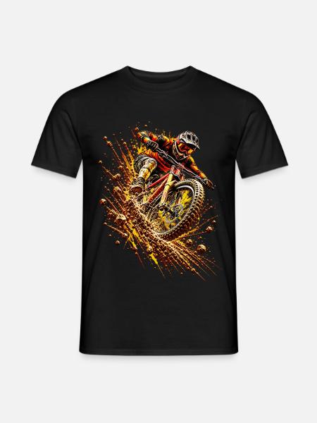 Mountainbike Downhill – MTB Fahrer Action Geschenk - Männer T-Shirt - Schwarz