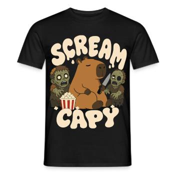 Capybara mit Zombies – Scream Capy - Männer T-Shirt - Schwarz - Vorne - AI Model Male 178 light (178cm)