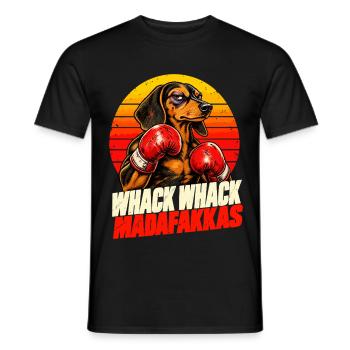 Whack Whack Boxer Dackel Retro Humor - Männer T-Shirt - Schwarz - Vorne - AI Model Male 178 light (178cm)