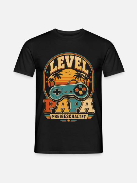 Level Vater freigeschaltet - Männer T-Shirt - Schwarz