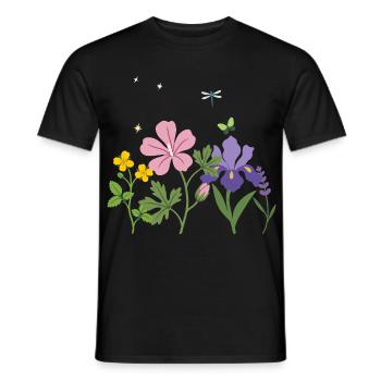 Blumen botanisch Blumenmotiv Illustration Garten - Männer T-Shirt - Schwarz - Vorne - AI Model Male 178 light (178cm)