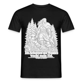Germanischer Krieger -  Eid im Waldeschatten - Männer T-Shirt - Schwarz - Vorne - AI Model Male 178 light (178cm)