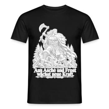 Wikinger Kampfgeist im Eiswald - Männer T-Shirt - Schwarz - Vorne - AI Model Male 178 light (178cm)