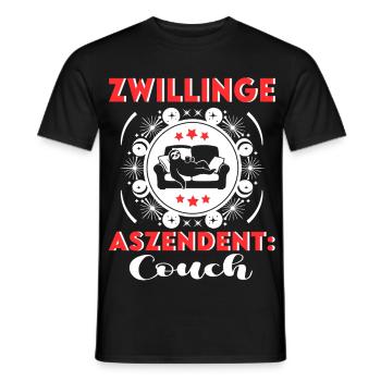 Sternzeichen Zwillinge Aszendent Couch  Birthday - Männer T-Shirt - Schwarz - Vorne - AI Model Male 178 light (178cm)