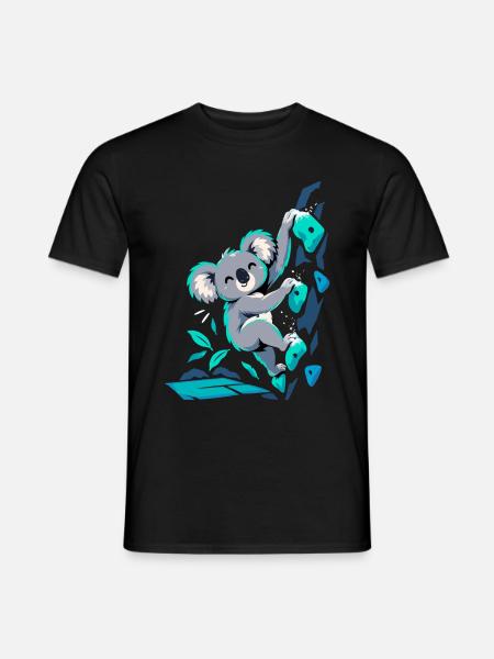 Süßer Koala beim Bouldern – Klettern Design - Männer T-Shirt - Schwarz