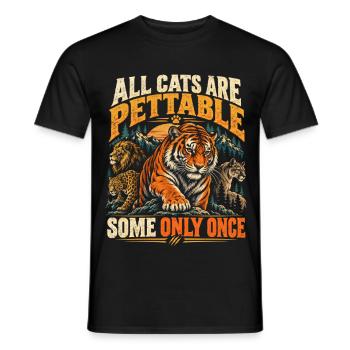 Alle Katzen sind hübsch, manche nur einmal - Männer T-Shirt - Schwarz - Vorne - AI Model Male 178 light (178cm)
